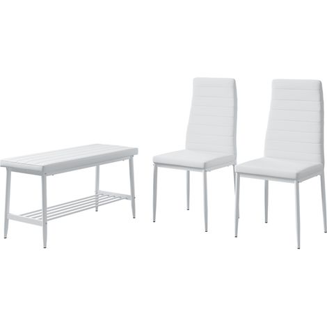 Set di panca e sedie Grand, Bianco, 85 x 46.5 cm Set da 3 pezzi, Vicco