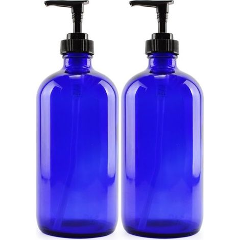 Flacon Verre Bleu Cobalt Rechargeable Pour Savon Liquide Huiles Essentielles Cosmétiques Unité (1/5)