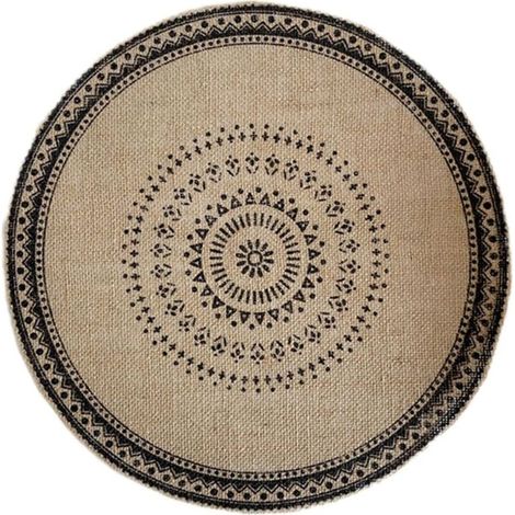 Napperon Rond Tissé En Jute 38 Cm Franges Naturel Antidérapant Résistant À La Chaleur Protection Table (1/4)