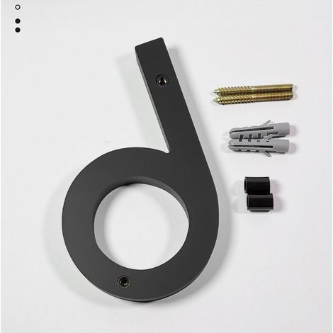 Numéro de maison moderne brossée - 5 pouces, hauteur 125 mm, acier inoxydable massif noir(numéro 6 Un)