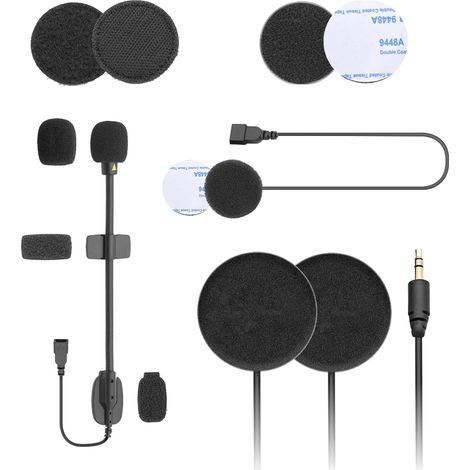 Kit d'accessoires audio pour casque Bluetooth F1s - Haut-parleurs de 40 mm, micro filaire et micro de rechange pour interphone de moto F1s