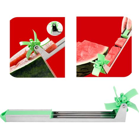 Coupe-pastèque en acier inoxydable, couteau à fruits, ustensile de cuisine vert (1/5)