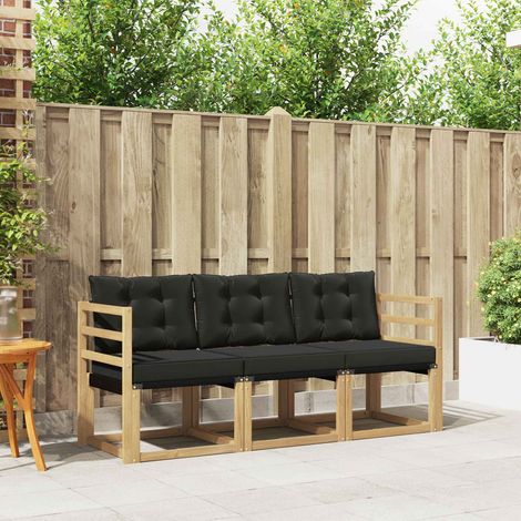 vidaXL  Outdoor Sofa Set  with Cushion 3 pcs White and Black