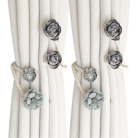 Fermacravatte per tende floreali in stile boho,fermacravatte per tende fatti a mano,supporti per tende,fermacravatte per tende intrecciati (1/5)