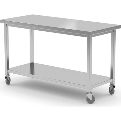 HENDI Mobiler Tisch, mit Ablage – verschraubt, Kitchen Line, 1200x600x(H)850mm (1/3)