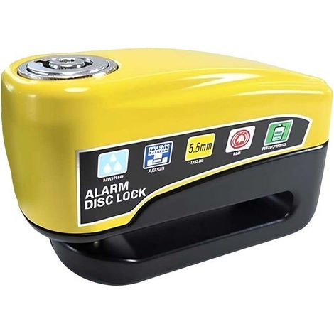 Antivol Bloque Disque en Aluminium avec Alarme 110 dB pour Vélo Moto Noir / Jaune