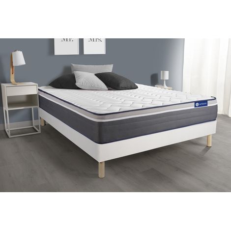 Ensemble matelas ACTIFLEX PLUS 180x200 Ressorts ensachés+Mémoire de forme Maxi épaisseur 7zones confort + sommier KIT blanc (1/5)