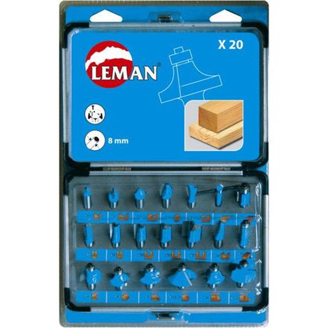 Leman – Coffret de 20 mèches de défonceuse carbure – Queue 8 mm – Pour bois dur et teck – Coupe nette sans éclat (1/10)