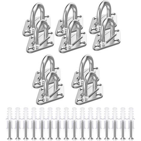M5 Platina Ojal de Acero Inoxidable, 10 Piezas Kit de Ganchos de Techo Romboide para Carga Pesada, Ganchos de Anclaje Marino con Tornillos (1/5)
