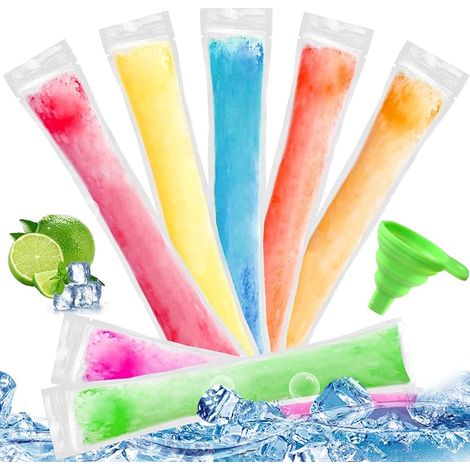 Sachets de Glace à l'eau, 200 Sachets pour Moules à Glace, Sans BPA, avec 1 Entonnoir, Sachets Jetables pour Moules à Glace au Yaourt, Bonbons et Crème Glacée (1/5)