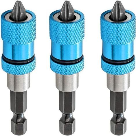 Lot de 3 embouts magnétiques à changement rapide pour cloison sèche - Réglage de la profondeur de vis - Tige hexagonale de 1/4" - Pour visseuse sans fil et perceuse manuelle (1/4)