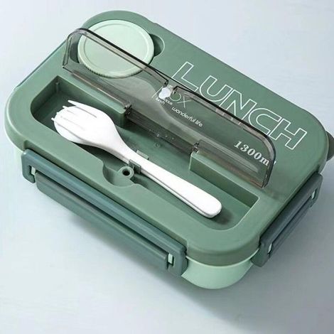Boîte à lunch portable allant au micro-ondes avec compartiments pour pique-nique en plein air, contenant alimentaire isotherme-Vert (1/4)