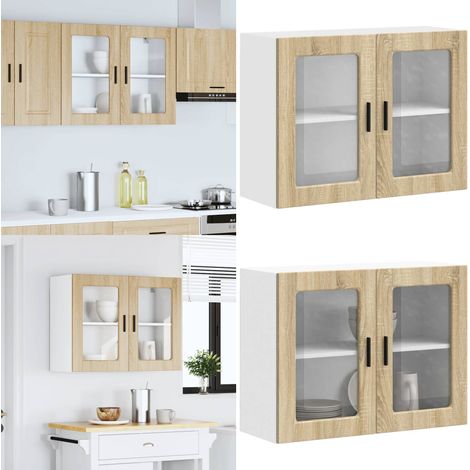 Armario de pared para cocina puerta cristal Porto roble sonoma - Armario de pared - Cocina