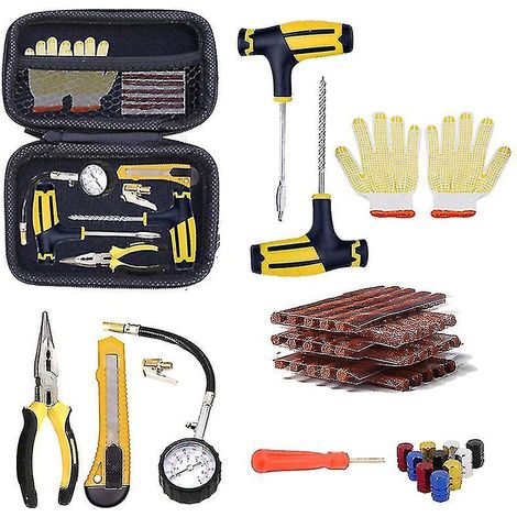 CREA Car Tire Repair Kit Puncture Plug Tools Tyre Puncture Emergency For Tire Strips Stiring Glue Repair Tool Kit Car Accessories (1/4)