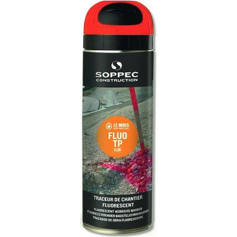 Soppec – Peinture de marquage fluorescente 500ml – Longue durée 9-12 mois – Excellente adhérence sur béton et bitume – Capot de sécurité breveté