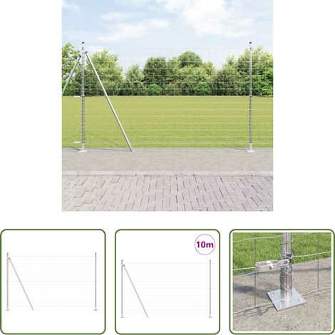 Terrassenzaun - Zaun mit Pfosten Silber 1,6 x 10 m Stahl (1/5)