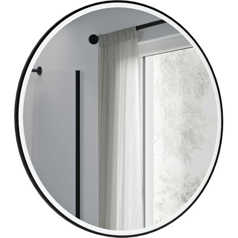 BERNSTEIN - Specchio da bagno rotondo a LED 100cm cornice nera, antiappannamento, intensità della luce regolabile, sensore di movimento - VARO FRAME	Ø100 cm