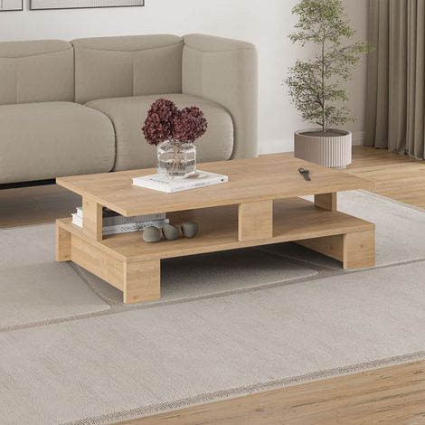 Decortie Mansu Modern Coffee Table Multipurpose H 27.5cm - Oak (1/4)