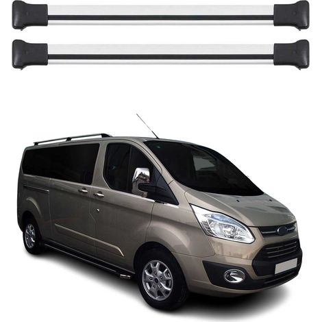 OMAC Barres de toit en aluminium pour Ford Transit Custom / Tourneo Custom I 2012-2023 – TÜV / DIN 75302:2019 – Charge max 75 kg – 2 barres Argent (1/4)