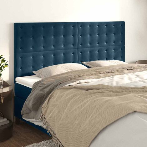 Tête de lit Bleu foncé 200 x 5 x 118/128 cm Velours