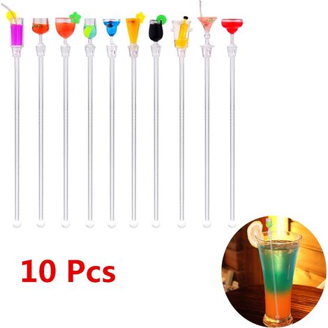 Set mit 10 Acryl-Rührstäbchen, 23 cm, transparent, für Getränke