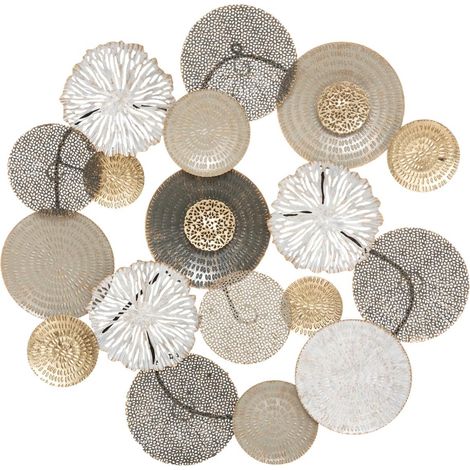 Atmosphera – Décoration murale ronds en métal multicolore 80 x 80 cm – Finitions métallisées – Sculptée artisanale pour intérieur (1/3)