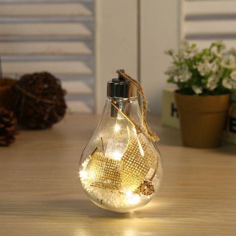 palline di Natale trasparenti decorazione natalizia simulazione creativa lampadina albero di Natale ciondolo decorativo palla di plastica C (1/3)