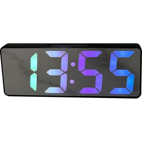 Réveil Électronique Avec Miroir - LED Réglable - Veilleuse Intégrée - Pour Salle De Bain Ou Coiffeuse - 15,7 x 2,6 x 6 cm - 1 Pièce (1/5)