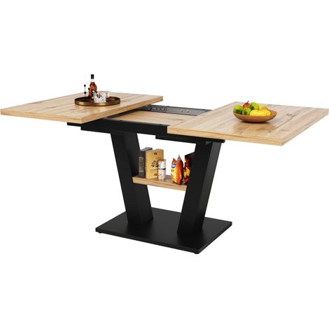 Tavolo Allungabile 118-157x70x75 cm, Superficie Marmorizzata, MDF e Metallo, Design Salvaspazio, Naturale, per 6-8 Persone