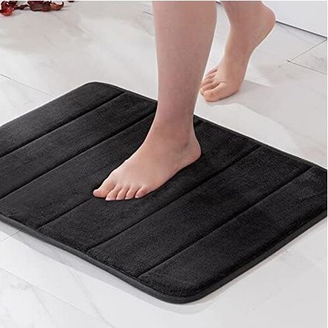 Eingangsmatte/Badematte aus Memory-Schaum mit Kieselsteinmuster, superfeine Fasern, rutschfest, weich für Badezimmer (1/4)