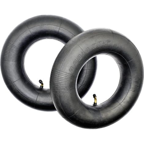 TXH-TB-480 Lot de 2 chambres à air de rechange pour roue de brouette 3,50-6/4,00-6/4,10-6 avec valve de voiture droite (1/4)