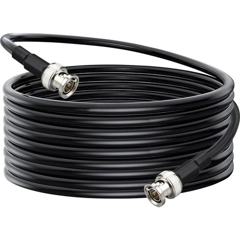 15M Câble SDI BNC 75 Ohms RG6 Câble D'extension BNC Mâle Vers Mâle Câble Coaxial Noir Pour Transmission Vidéo Faible Perte Pour CCTV/Caméras/DVR/3G-SDI/Systèmes De Surveillance (1/5)