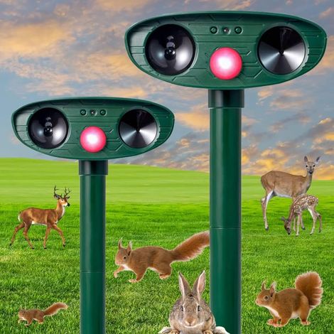 Repelente ultrasónico solar e impermeable para gatos, perros, zorros, pájaros, ratas y ardillas (paquete de 2) (1/5)