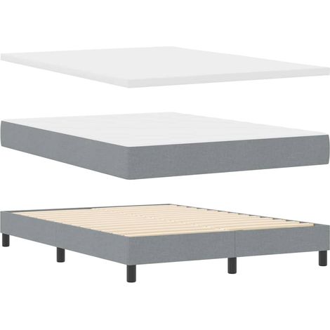 vidaXL Box Spring Bed with Mattress - Light Grey, 160x200 cm, Fabric (1/5)