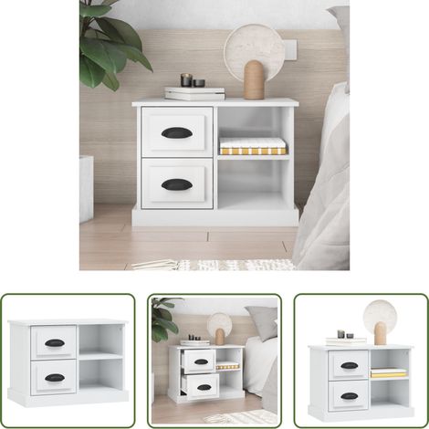vidaXL Holzwerkstoff - Nachttisch Hochglanz-Weiß 60x35,5x45 cm (1/5)