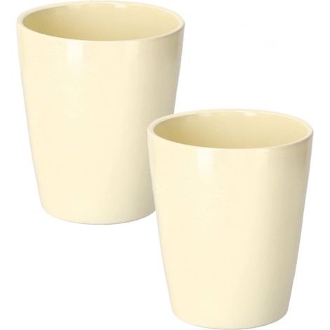 Lot de 2 pots de fleurs en céramique pour orchidées - Hauteur : 150 mm - Diamètre : 120 mm - Crème (1/5)