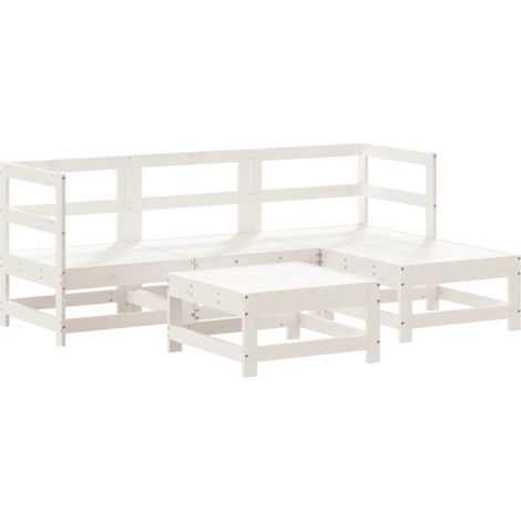 Maison Exclusive - 5-tlg. Garten-Lounge-Set Weiß Massivholz Kiefe
