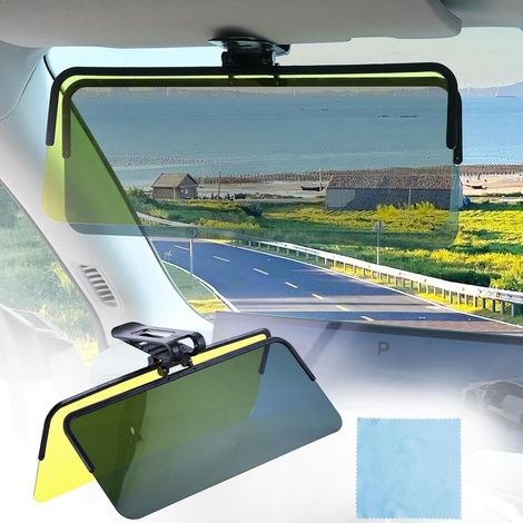 Parasol para coche, extensión de parasol para coche y paño de limpieza, doble función día y noche, antideslumbrante, universal para bloquear reflejos (1/5)