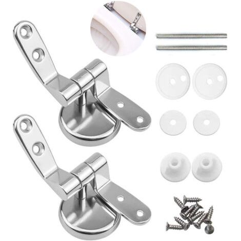 Attaches Charnière Abattant WC, Lot de 2 Charnières de Rechange pour Lunette de Toilette avec Fixations en Alliage de Zinc (1/5)