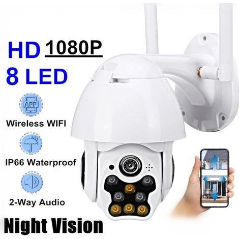 TEMPSA HD1080P WiFi Caméra IP Surveillance Extérieur 360° sans fil Étanche Interphone Vision Nocture LED 8-lampe -Système LINUX (1/4)
