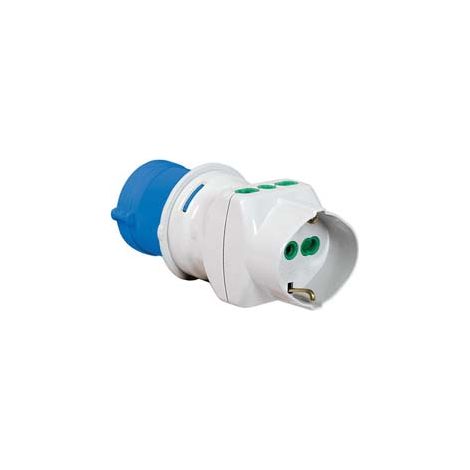 ADATTATORE INDUSTRIALE CON SPINA CEE IP44 E PRESE BIPASSO E SCHUKO  16A 73090    FANTON