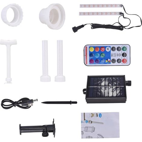 Fontaine de Piscine Solaire Réglable avec Lumières LED, Télécommande, Pulvérisateur à Cascade à économie D'énergie pour Piscines Hors Sol, Batterie au Lithium 1200 MAh, 7 Modes de Couleur (1/5)