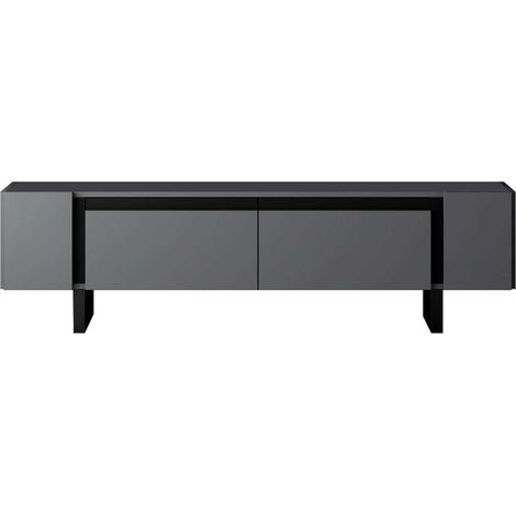 Meuble TV design moderne avec pieds en métal Yildiz Anthracite - Noir (1/4)