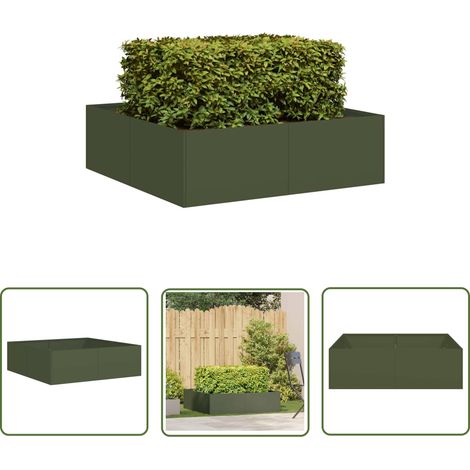 vidaXL Jardinière vert olive 100x100x30 cm acier (1/5)