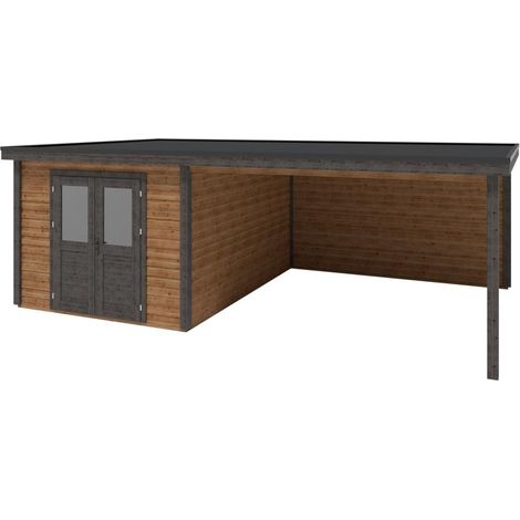 Abri de jardin en bois Aura 7.06x4.09m - 28.87m2 - Ep. 28mm - Traité (1/3)