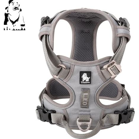 Arnés para perros, malla transpirable, elementos reflectantes de seguridad, gris, talla S (1/2)