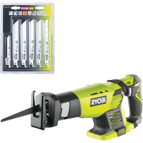 Pack RYOBI - Scie sabre RRS1801M - 18V One+ sans batterie ni chargeur - Lot de 6 lames universelles - bois et métal 100/152mm - RAK06RB