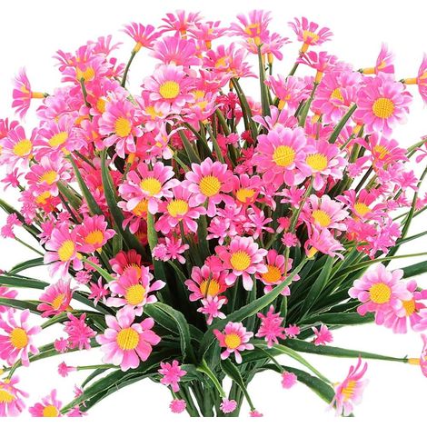 Fleurs Artificielles - Marguerites Faux Plantes Extérieur UV Résistantes - Pour Décoration Intérieure Extérieure - Lot de 4 (1/5)