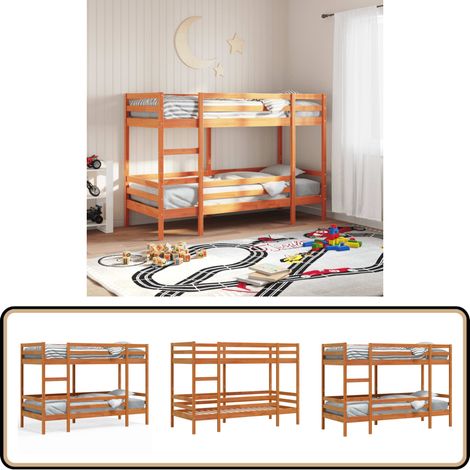 Etagenbett Wachsbraun 80x200 cm Massivholz Kiefer - Holzbett - Etagenbett - Doppelbett - Jugendzimmer - Schlafraum (1/5)