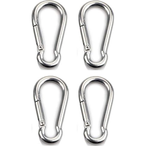 4-teiliger, hochbelastbarer Karabiner mit Verriegelung für Sport, Hundehütten und Hängematten, aus 8 mm dickem Edelstahl 304 - AIMOONSA